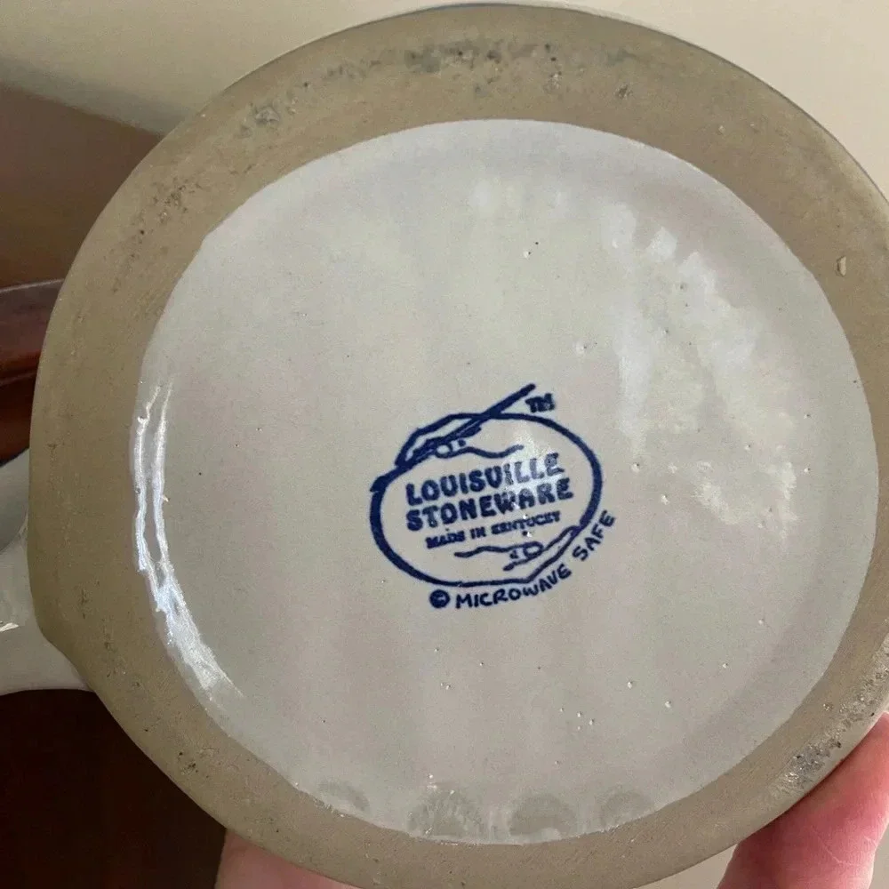 🩵 RARE Louisville Stoneware Round Dish Soup Bowl With Handle 